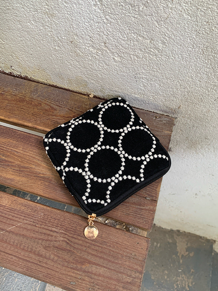 Embroidered Makeup Bag Retro Coin Purse Storage Pouch