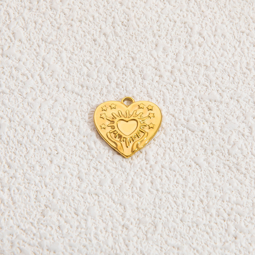 Heart Shaped Ocean Necklace Stainless Steel 18k Gold Pendant