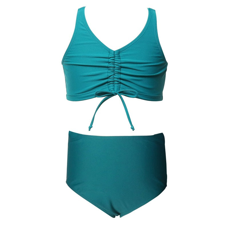 Girls' Two-Piece Swimwear Cute Solid Color Bikini