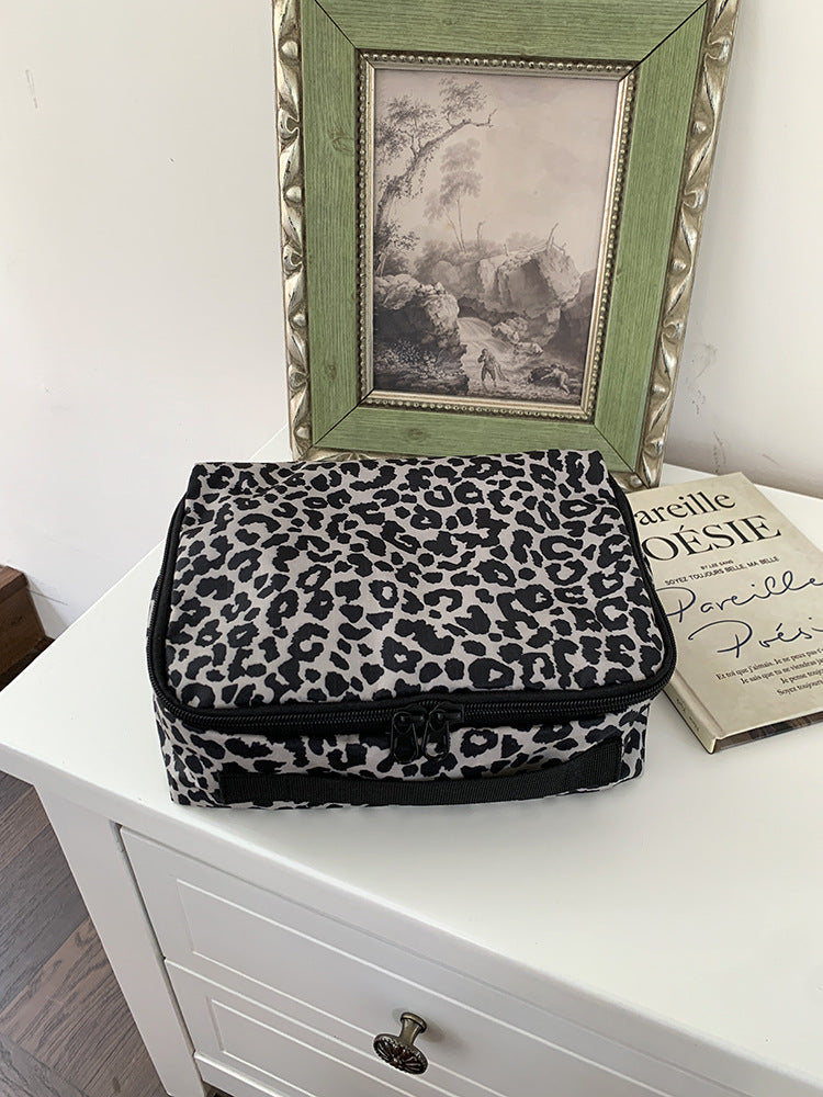 Leopard Print Portable Makeup Organizer Bag