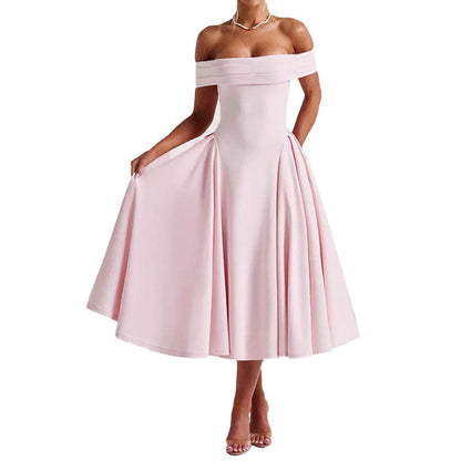 Off-Shoulder Elegant A-Line Dress Casual Polyester