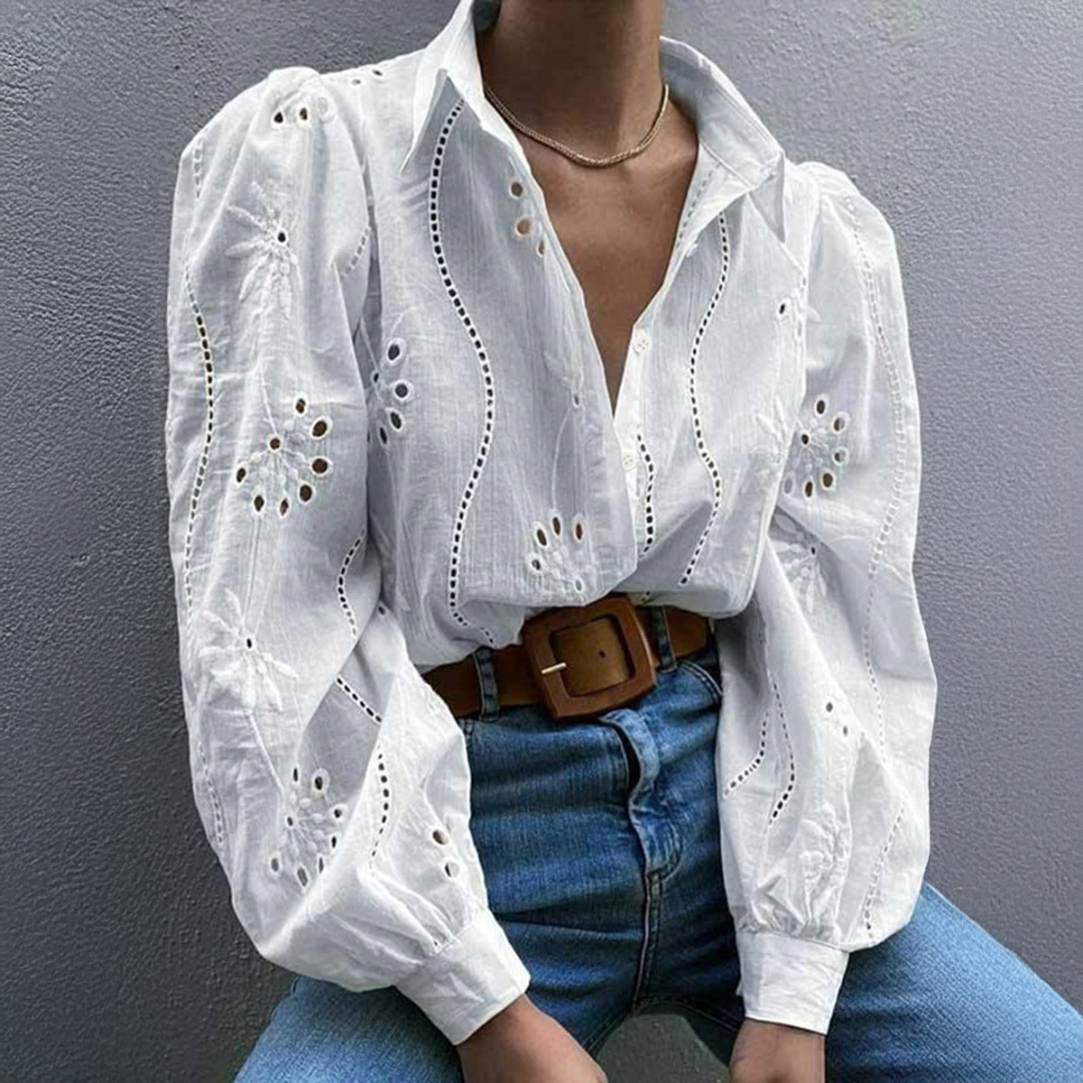 Fashionable Loose Fit Hollow Out Cardigan Top for Women