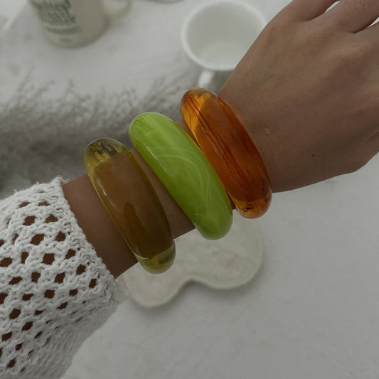 Multicolor Open Acrylic Resin Bracelets