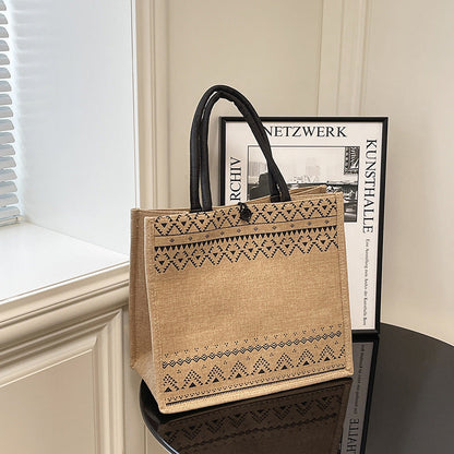 Trendy Canvas Tote Bag Large Capacity Grocery Bag