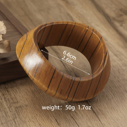 Vintage Irregular Stripe Wooden Bracelets