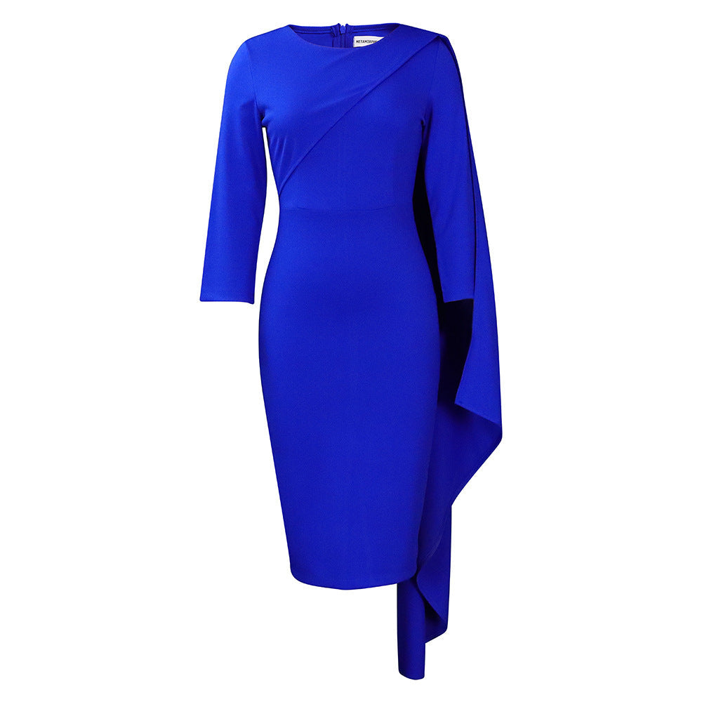 Elegant Solid Midi Pencil Dress With High Waist
