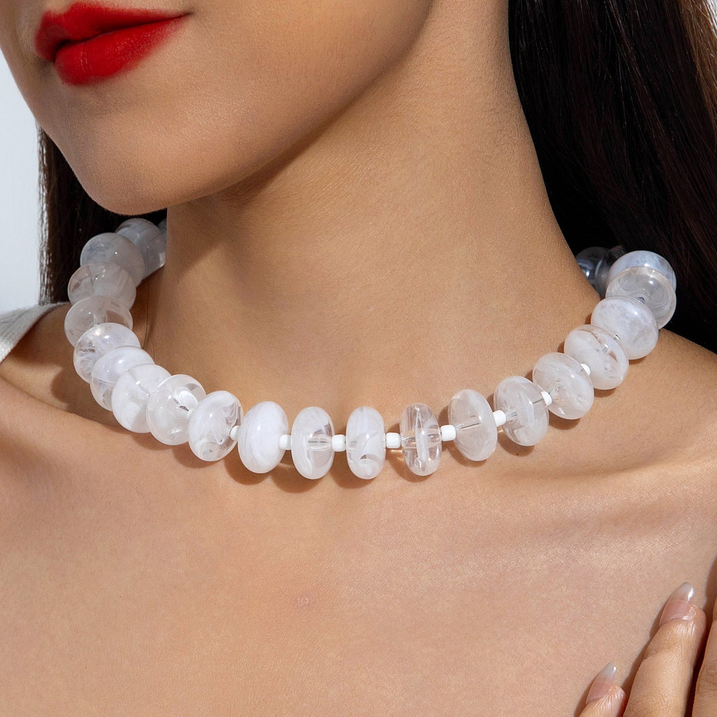 Dopamine Colorful Acrylic Beaded Necklace Trendy Sweet Style