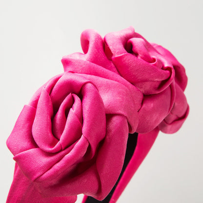 Handmade Rose Fabric Headband Vintage Floral Hair Accessory