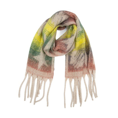 Scarvii - Winter Scarf with Star Jacquard and Tassels