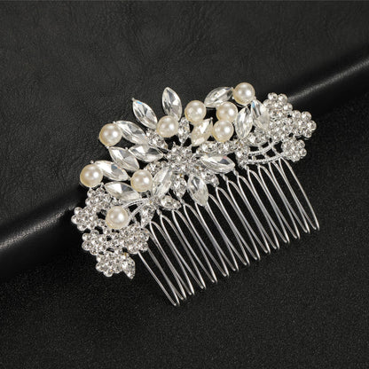 Minimalist Hair Comb with Pearls and Rhinestones for Weddings