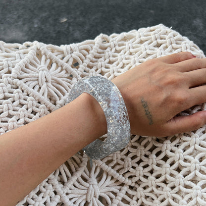 Geometric Silver Foil Transparent Bracelets Trendy Casual Handcrafted Bangles
