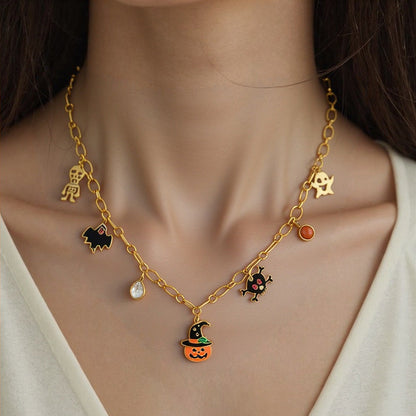 DIY Stainless Steel Halloween Necklace Bracelet Earring Set