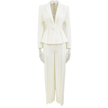 Slim Fit Lace Heart Blazer & Split Leg Trousers Set