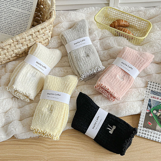 Winter Thermal Thick Plush Crew Frilly Socks