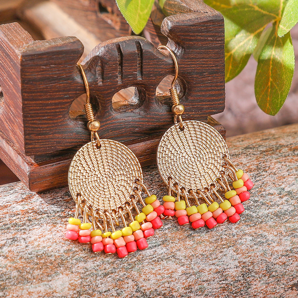 Bohemian Vintage Floral Tassel Earrings for Women
