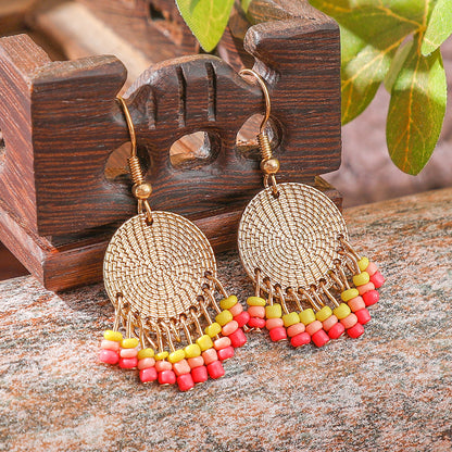 Bohemian Vintage Floral Tassel Earrings for Women