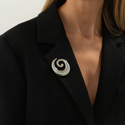 Exaggerated Irregular Metal Pleated Brooch Trendy Fashion Jacket Pin