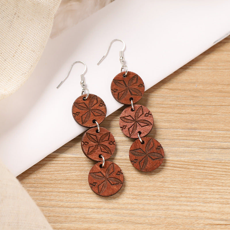 Minimalist Handmade Vintage Wooden Drop Earrings