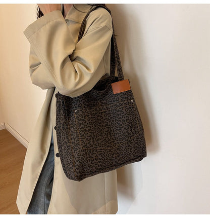 Leopaed Print Shoulder Bag Large Capacity Tote Bag