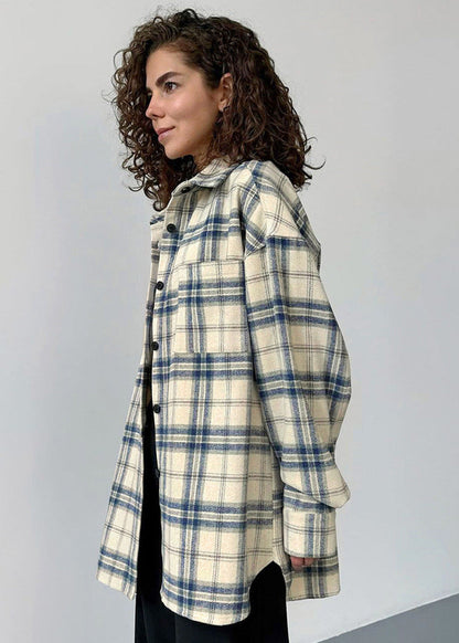 Oversized Plaid Shirt Jacket In Soft Fabric