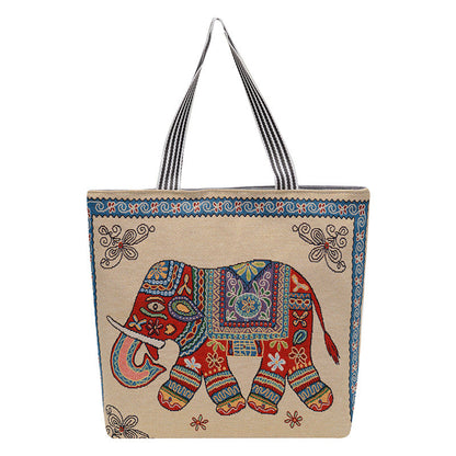 Cartoon Embroidered Canvas Tote Bag Stylish Soft Carryall