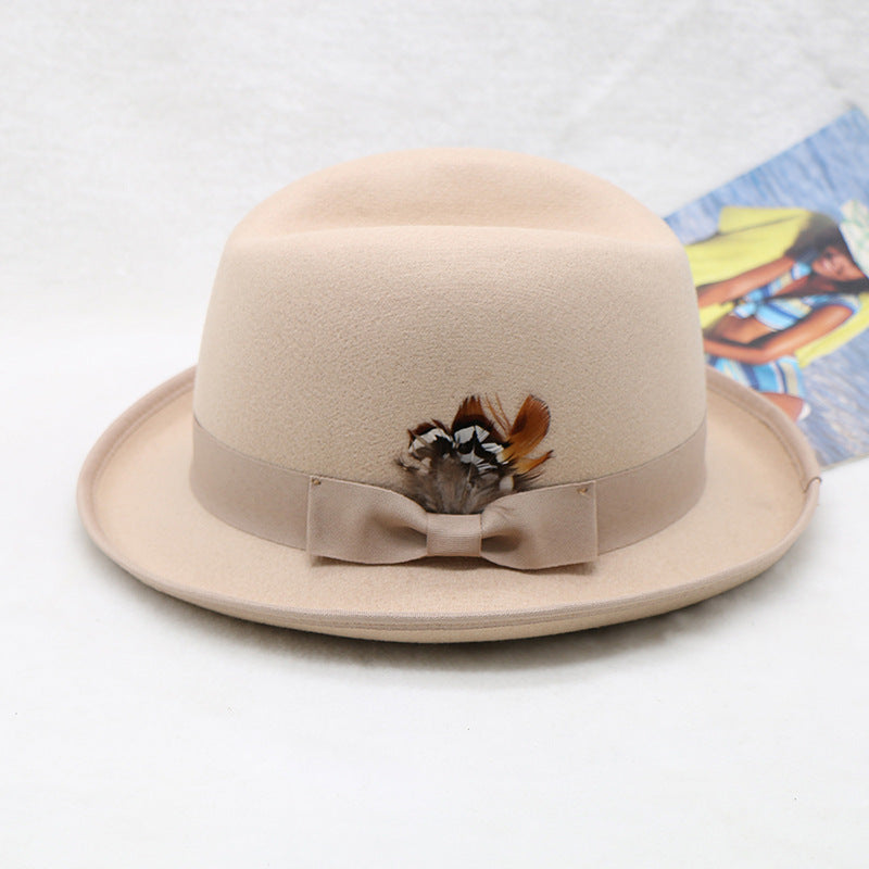Fashionable Wool Felt Jazz Hat Unisex Warm Accessory