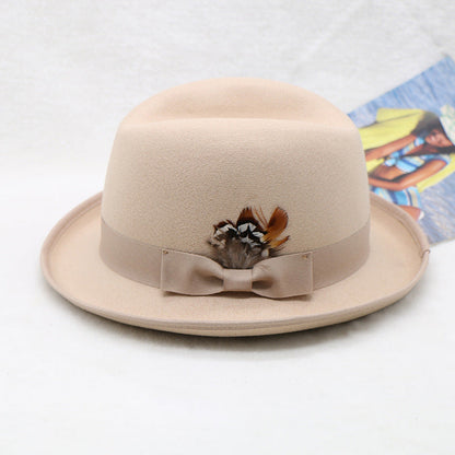 Fashionable Wool Felt Jazz Hat Unisex Warm Accessory