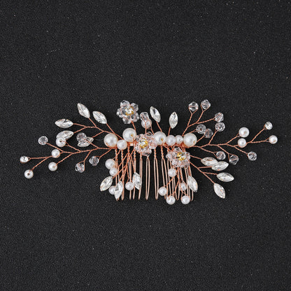Elegant Pearl Hair Comb White Crystal Bridal Hair Accessory