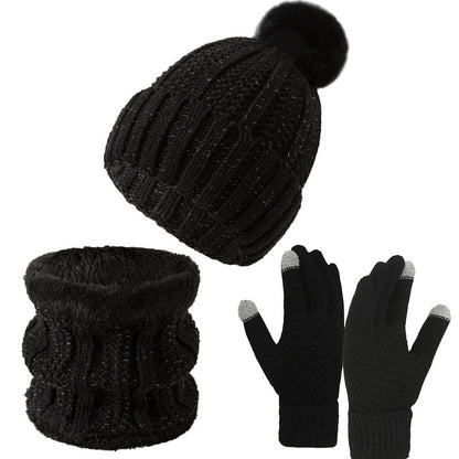 Winter Knitted Warm Gloves, Hat, Scarf Set - Thickened Cozy Design