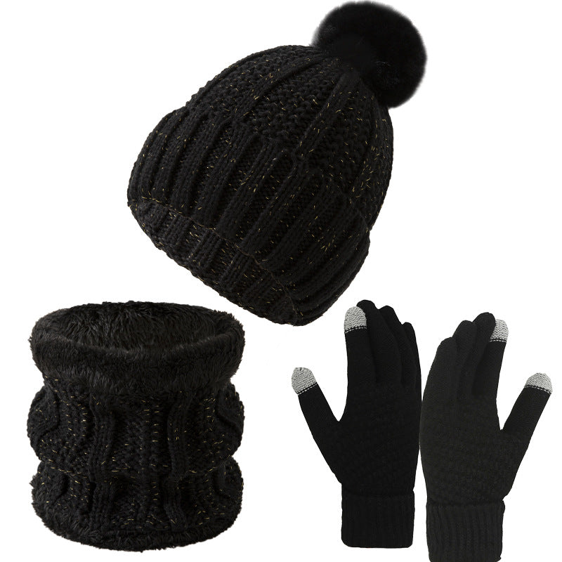 Warm Winter Knit Hat Scarf Gloves Set for Outdoor Activities