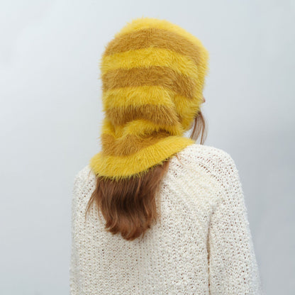 Striped Color Block Pullover Hat Scarve