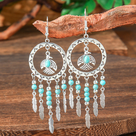 Bohemian Tassel Drop Earrings Geometric Alloy Earrings