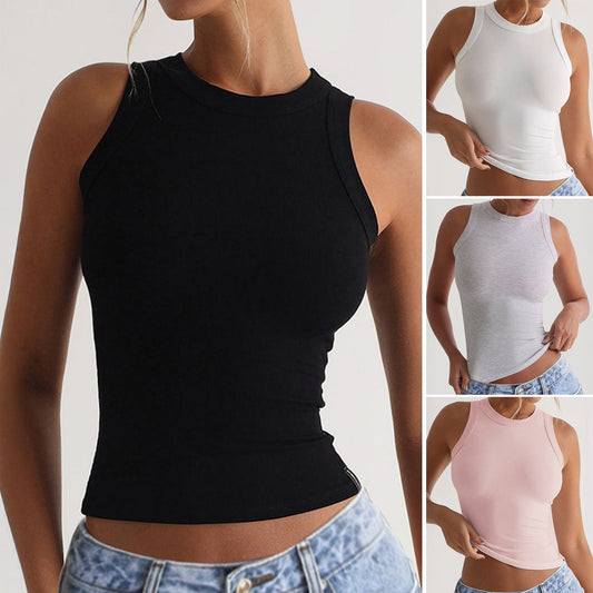 Casual Y2K Ribbed Tank Top â€?Sexy Fitted Basic Tee