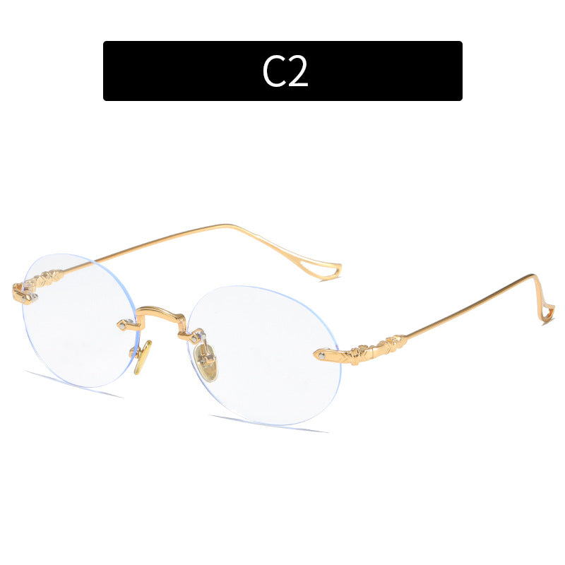 Silver Frameless Square Blue Light Blocking Glasses for Women