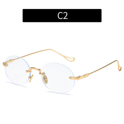 Silver Frameless Square Blue Light Blocking Glasses for Women