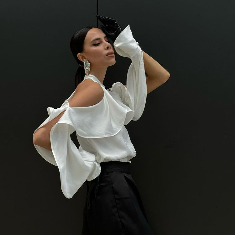 Trendy French-Inspired Ruffle Sleeve Blouse