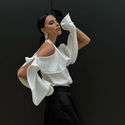 Trendy French-Inspired Ruffle Sleeve Blouse