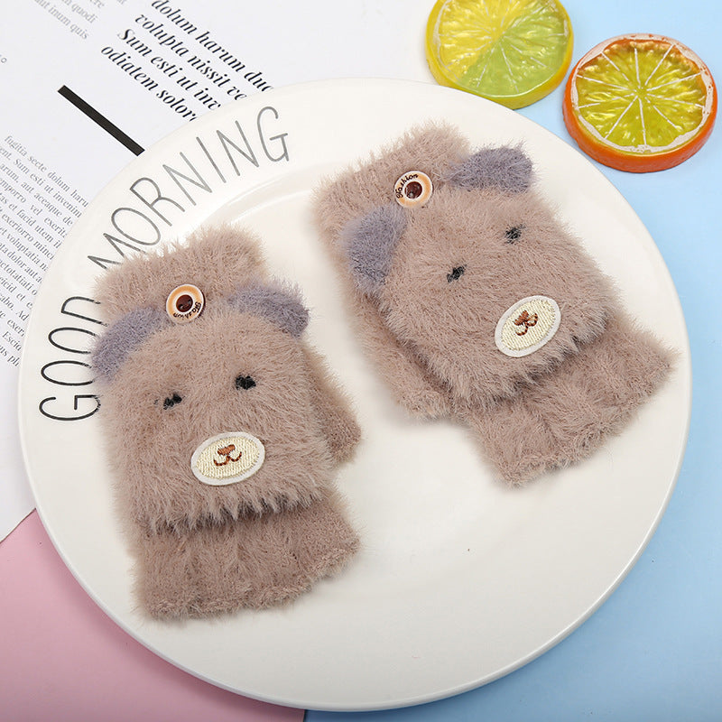 Cute Cartoon Fleece Gloves for Kids and Adults