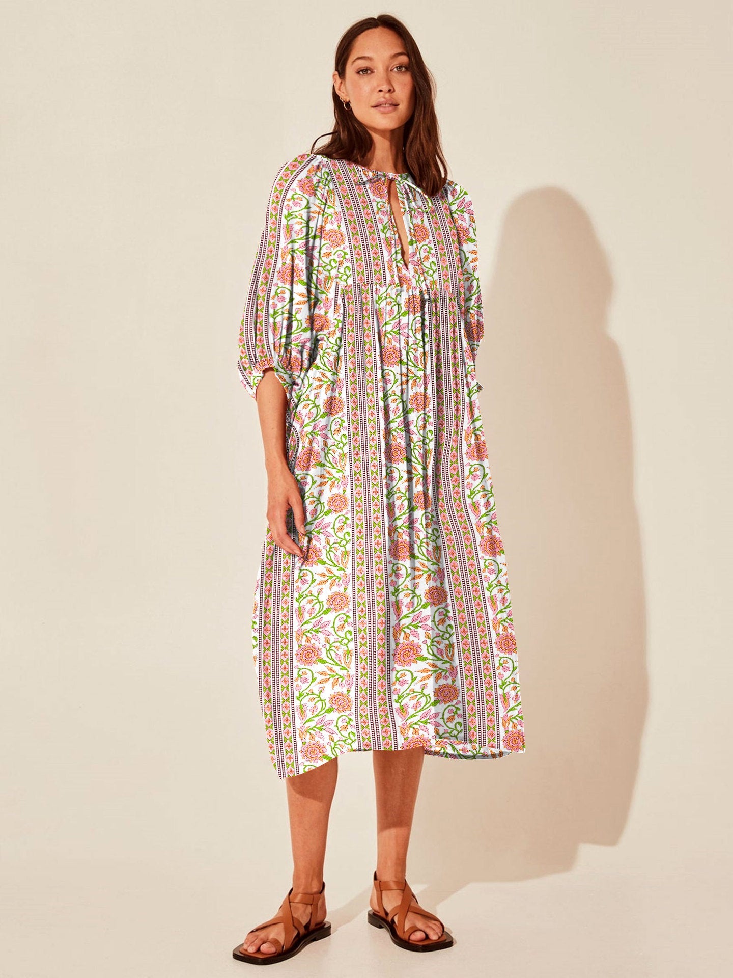 Vintage Floral Maxi Dress Relaxed Casual Style