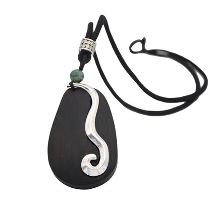 Nepal Handmade Original Pendant Wooden Bead Necklace Female Beads Retro Art Necklace Sweater Chain Clothing Accessories