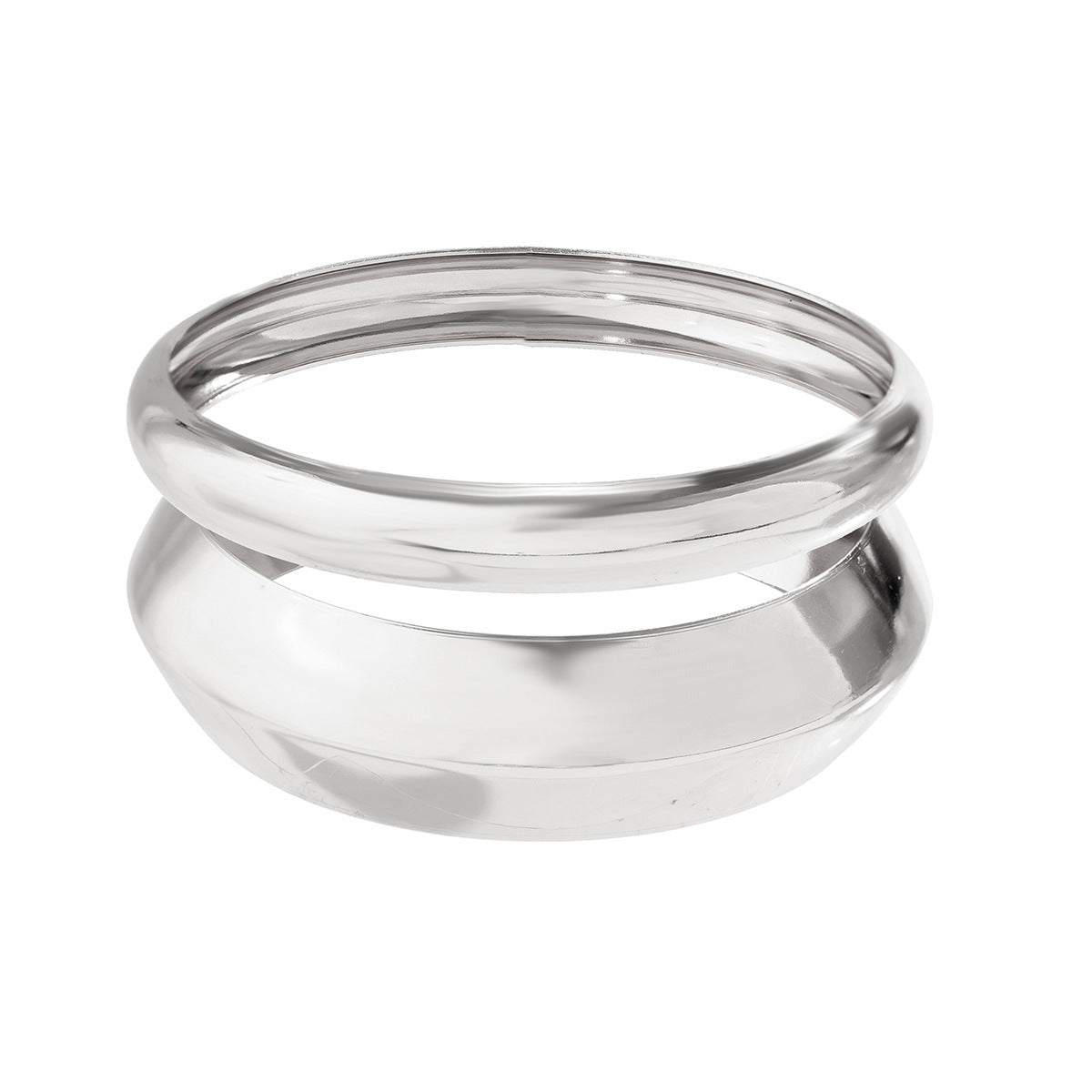 Fashionable Bold Metal Arc Bangle Bracelet - Layered Wide Wristband
