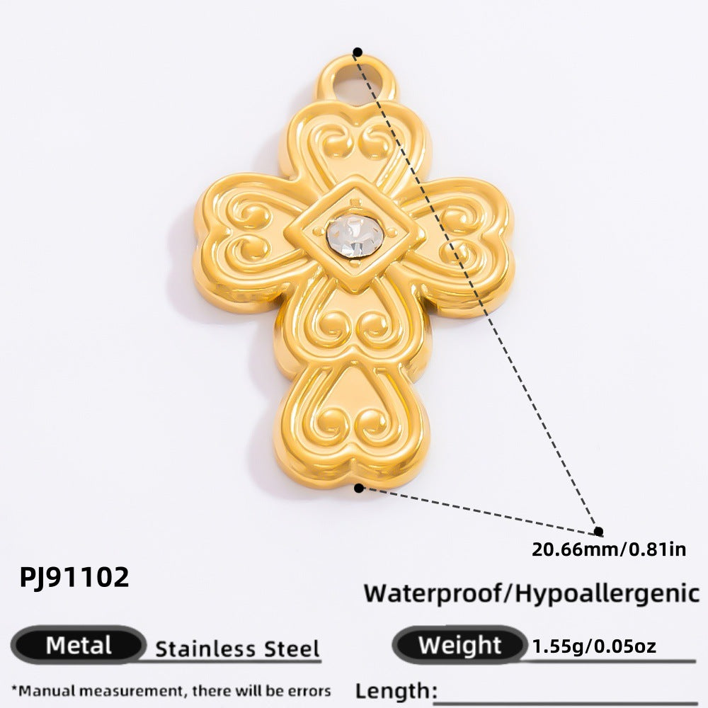 Cross Pendant Accessories DIY Jewelry Stainless Steel 18K Gold Bracelet Necklace