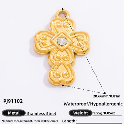 Cross Pendant Accessories DIY Jewelry Stainless Steel 18K Gold Bracelet Necklace