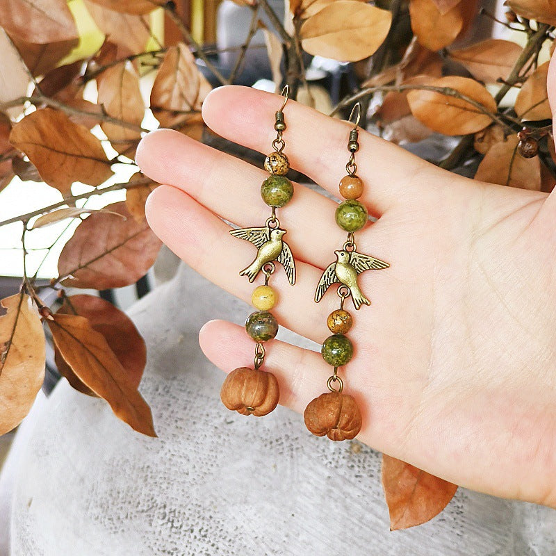 Handmade Vintage-Inspired Earrings with Natural Stone