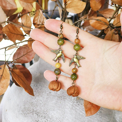 Handmade Vintage-Inspired Earrings with Natural Stone