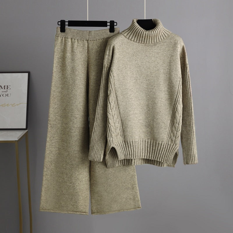 2+ Loose High Collar Knit Sets