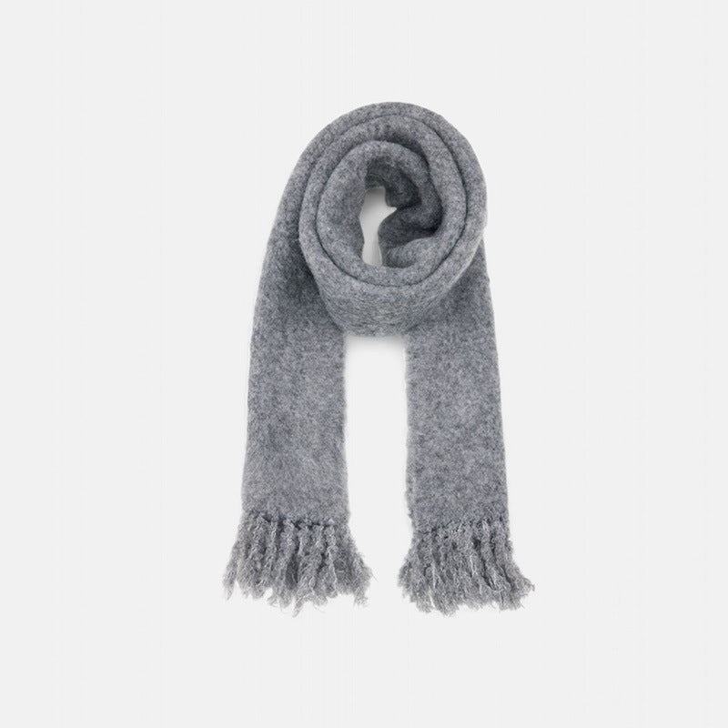 Solid Color Knitted Scarf for Women