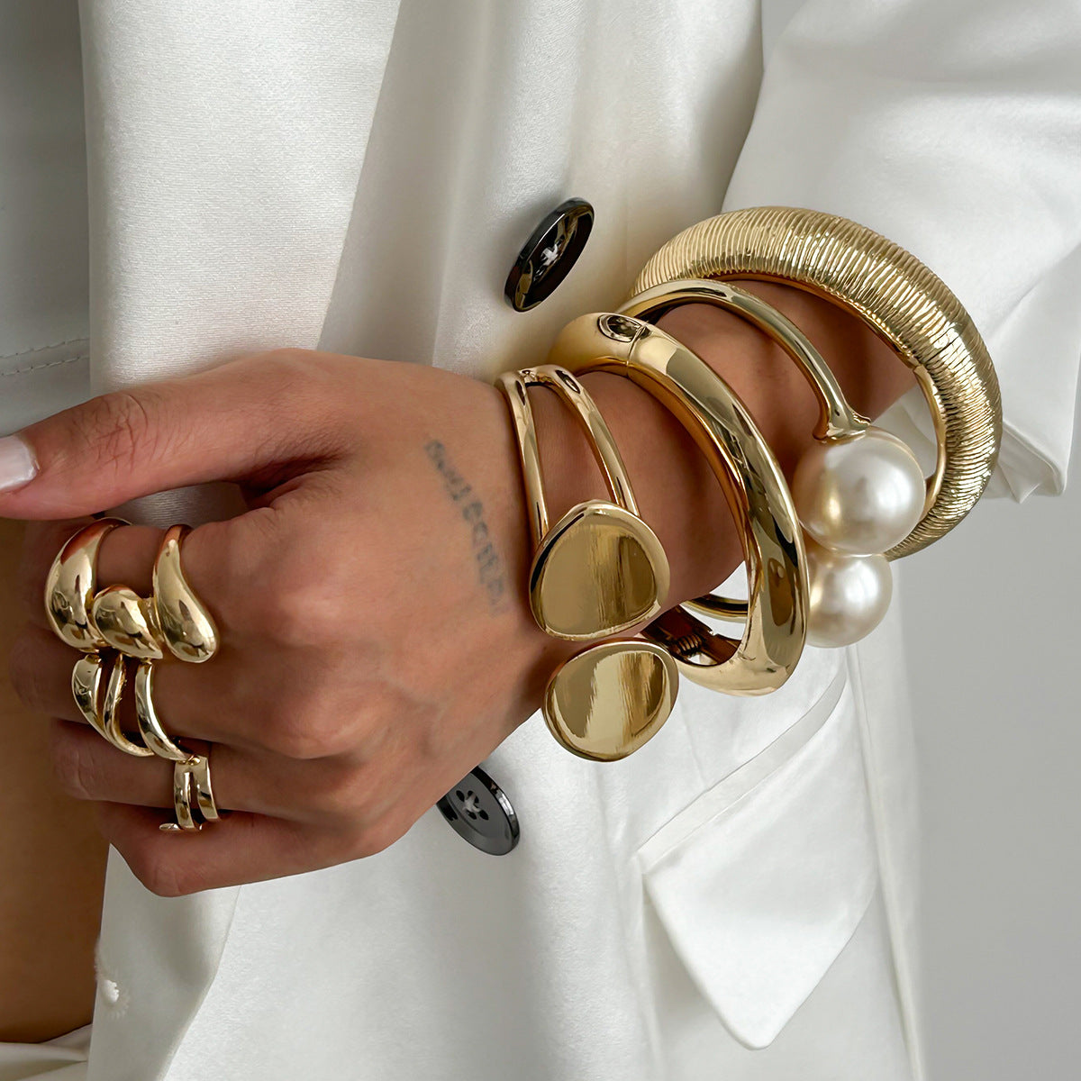 Double Layer Dainty Circle Bangle Bracelet Set