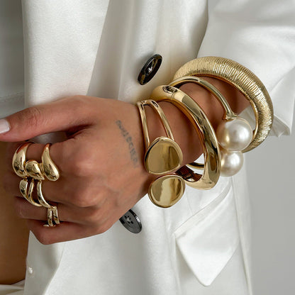 Double Layer Dainty Circle Bangle Bracelet Set