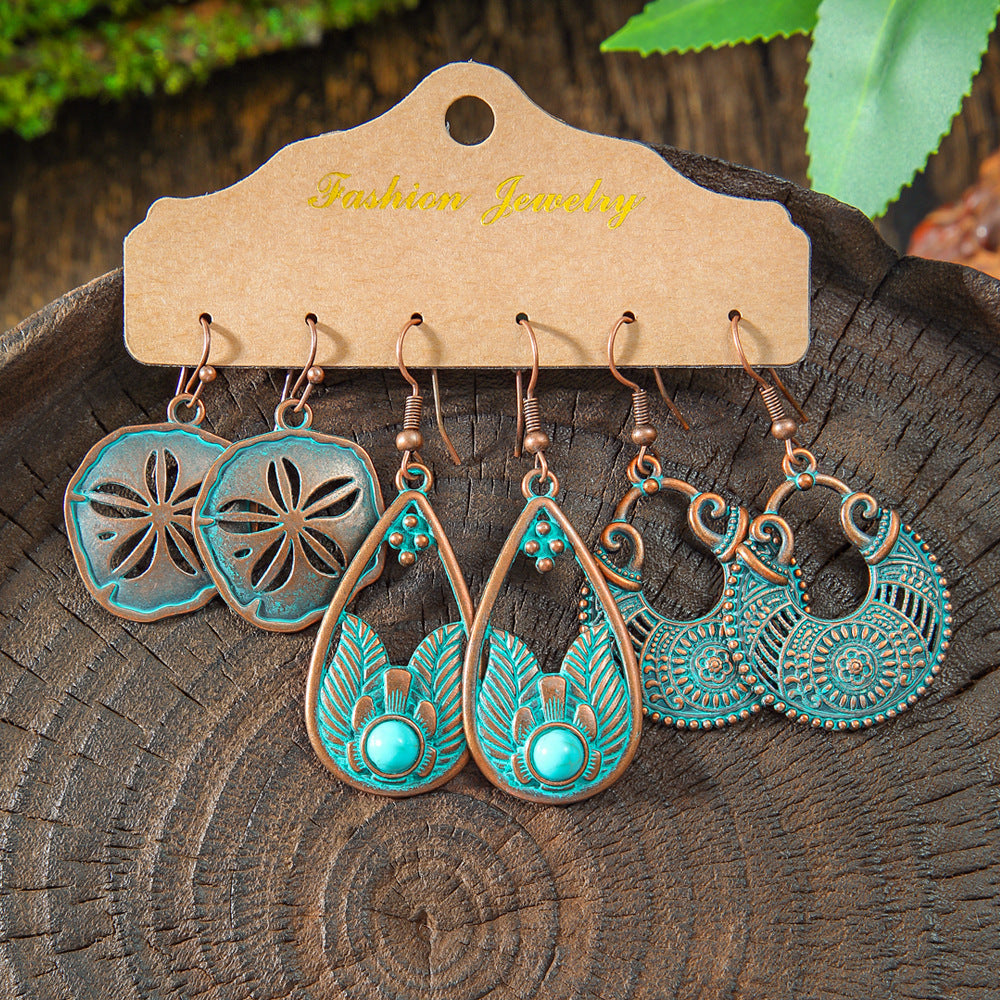 Vintage Bohemian Hollow Geometric Tassel Earrings